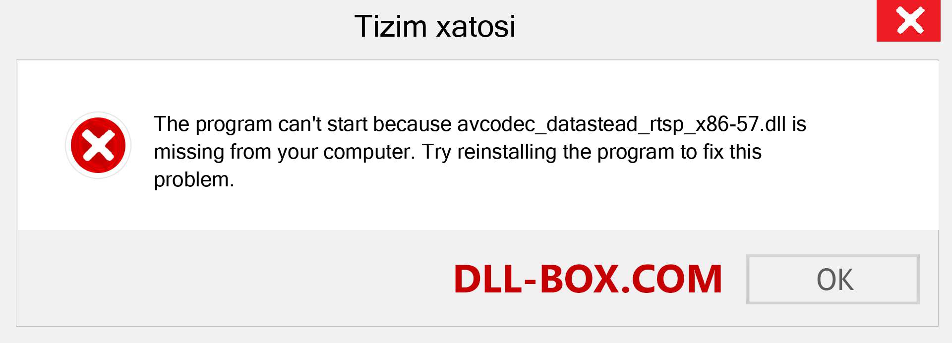 avcodec_datastead_rtsp_x86-57.dll fayli yo'qolganmi?. Windows 7, 8, 10 uchun yuklab olish - Windowsda avcodec_datastead_rtsp_x86-57 dll etishmayotgan xatoni tuzating, rasmlar, rasmlar